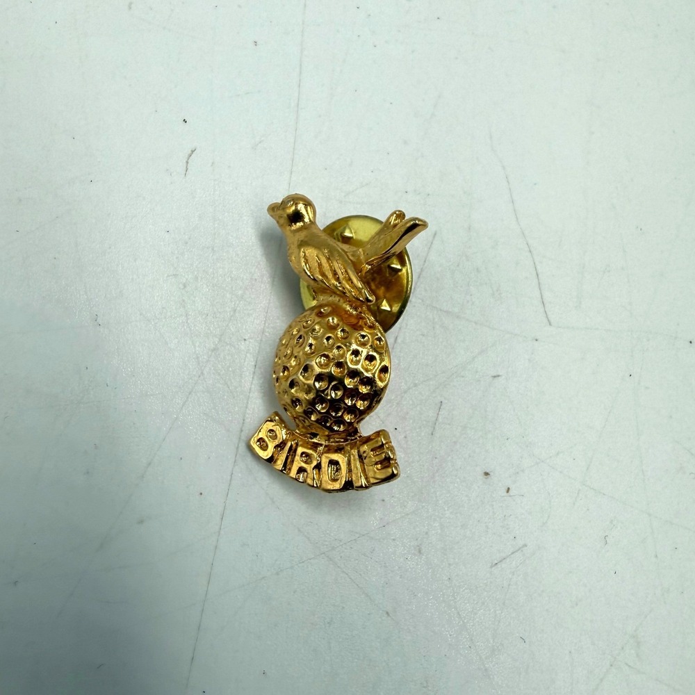 Vintage Gold Tone Birdie Golf Ball Lapel Pin Hat Tie Tack Sport Jewelry
